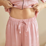 Silk Short Pyjamas For Women's Best Short Silk Pajama Set Rosy Pink XS