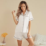 Silk Short Pyjamas For Women's Best Short Silk Pajama Set White XS