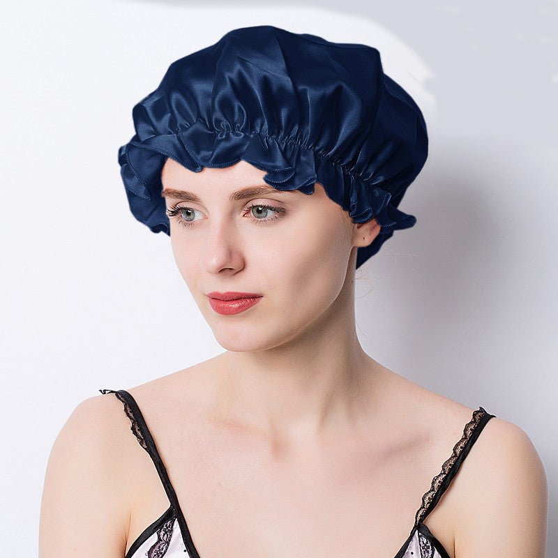 Women Silk Sleep Cap Night Sleep Caps Silk Sleep Bonnet Navy Blue M