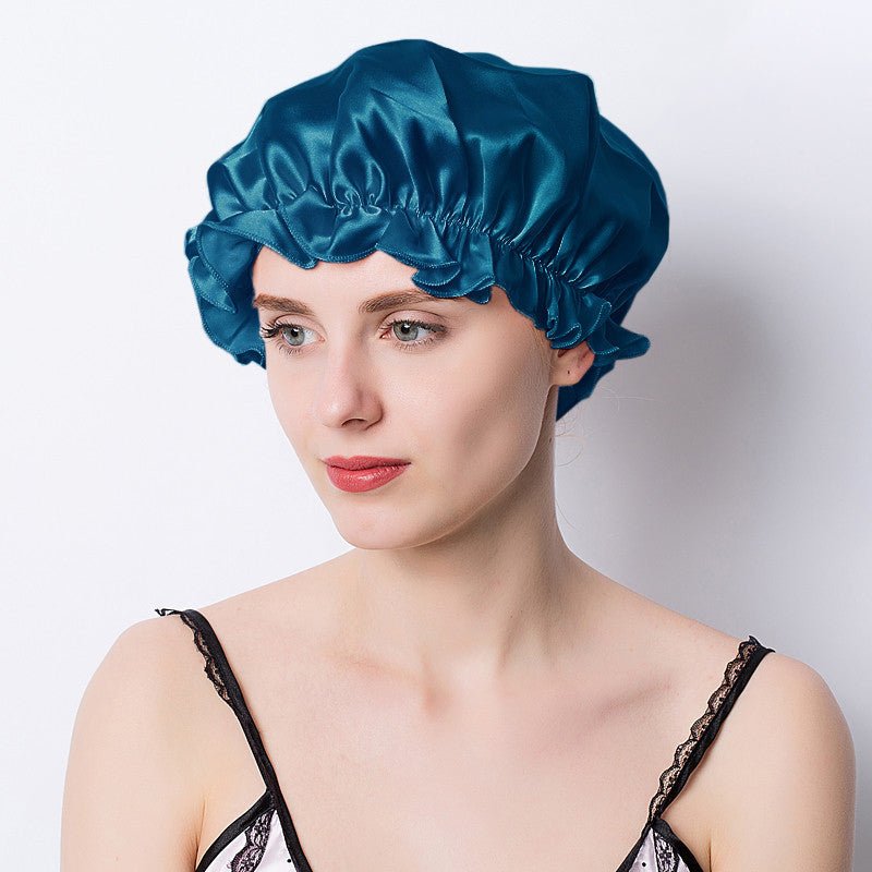 Women Silk Sleep Cap Night Sleep Caps Silk Sleep Bonnet Dark Teal M