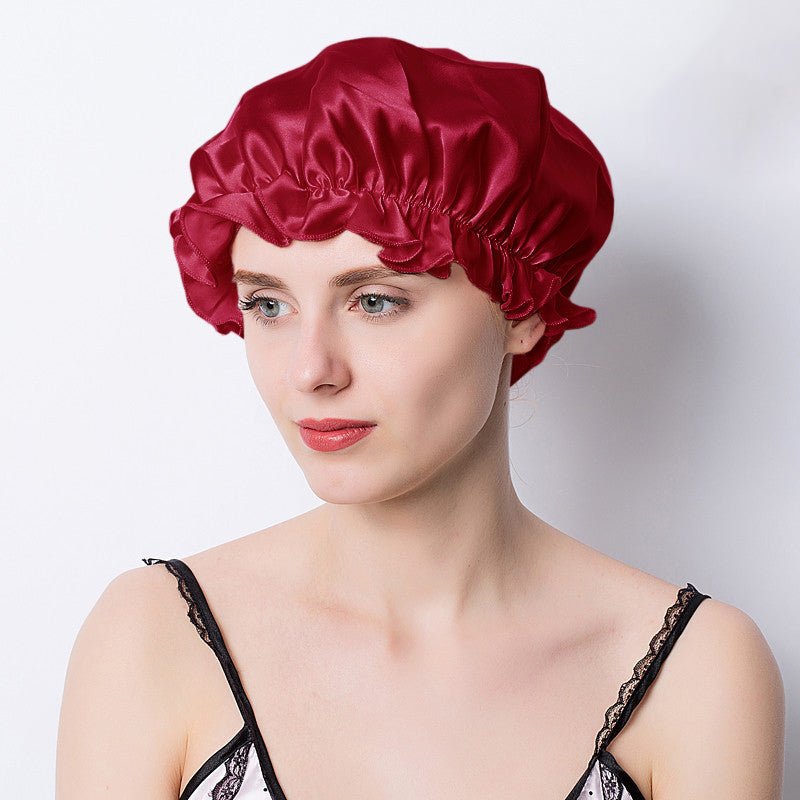 Women Silk Sleep Cap Night Sleep Caps Silk Sleep Bonnet Claret M
