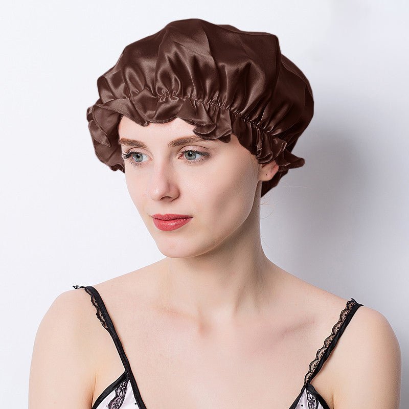 Women Silk Sleep Cap Night Sleep Caps Silk Sleep Bonnet Coffee M