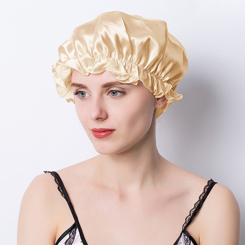 Women Silk Sleep Cap Night Sleep Caps Silk Sleep Bonnet Gold M