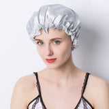 Women Silk Sleep Cap Night Sleep Caps Silk Sleep Bonnet Silver Gray M