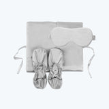 Silk Travel Set 3 PCS Pure Silk Storage Bag Slippers And Eyemask Gray S