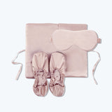 Silk Travel Set 3 PCS Pure Silk Storage Bag Slippers And Eyemask Pink S