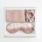 Silk Travel Essential Set 4 PCS Silk Pillowcase Scrunchy And Eyemask Pink M