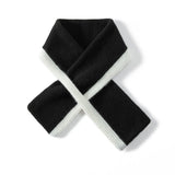 Pure Cashmere Neck Warmer With Contrast Edging Winter Neckerchief Black M