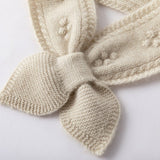 Kids Floral Embroidery Cashmere Scarf Women Crochet Knitted Neckerchief Beige S
