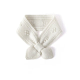 Kids Floral Embroidery Cashmere Scarf Women Crochet Knitted Neckerchief Ivory S