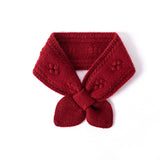 Kids Floral Embroidery Cashmere Scarf Women Crochet Knitted Neckerchief Claret S