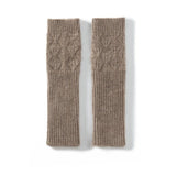 Textured Cashmere Arm Warmers Ribbed Cuffs Cashmere Knit Gloves Taupe M