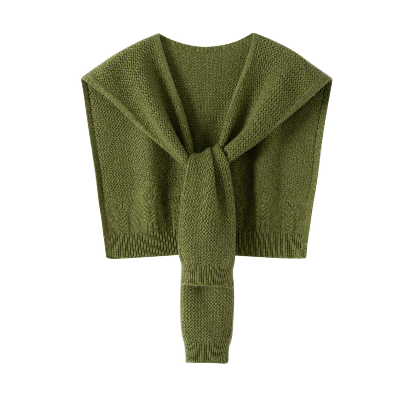Soft Cashmere Knit Scarf Cashmere Scarf Back Wrap for Women Green M