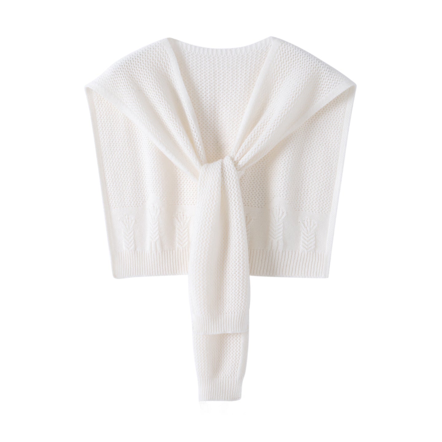 Soft Cashmere Knit Scarf Cashmere Scarf Back Wrap for Women White M