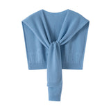 Soft Cashmere Knit Scarf Cashmere Scarf Back Wrap for Women Blue M