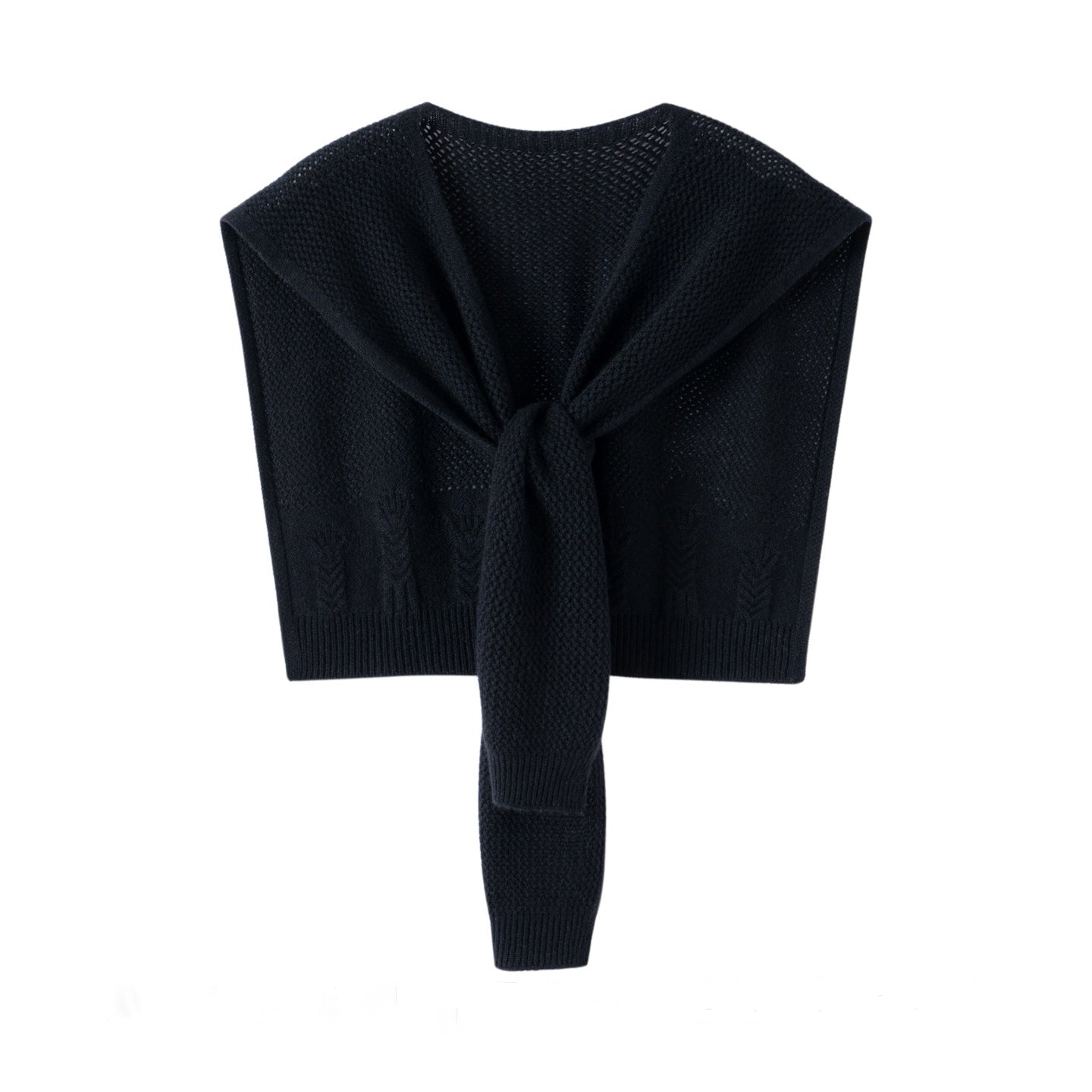 Soft Cashmere Knit Scarf Cashmere Scarf Back Wrap for Women Black M