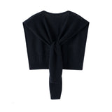 Soft Cashmere Knit Scarf Cashmere Scarf Back Wrap for Women Black M