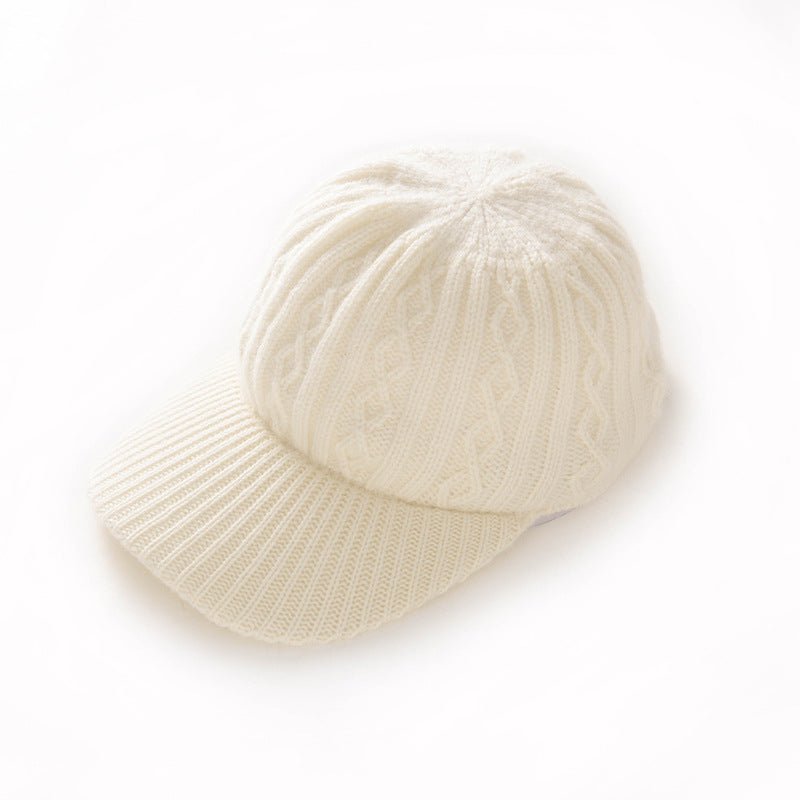 Cashmere Cable Knit Baseball Cap Cashmere Knitted Hats One Size Ivory M