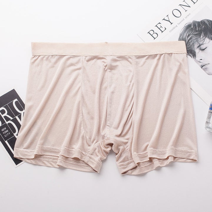 Mulberry Silk Boxer For Mens Pure Silk Briefs Underwear Beige S