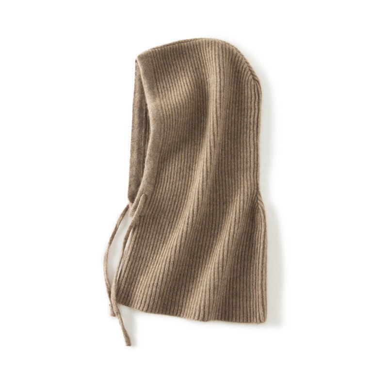 Cashmere Balaclava Cashmere Knitted Hood Hat For Women And Men Taupe M