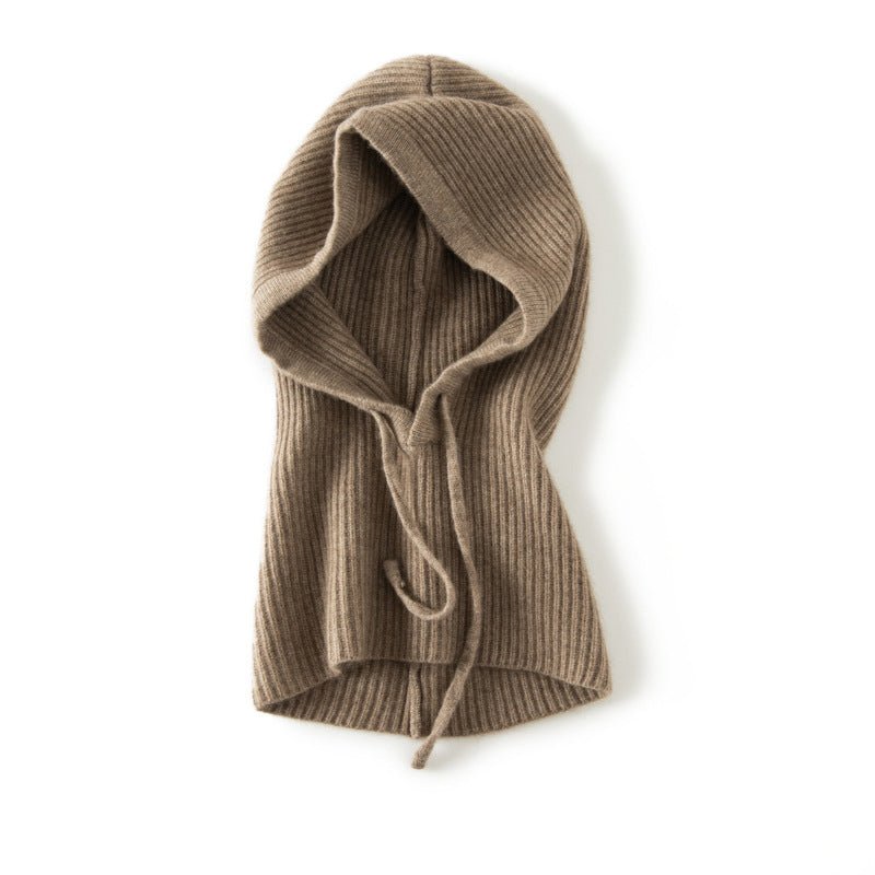 Cashmere Balaclava Cashmere Knitted Hood Hat For Women And Men Taupe M
