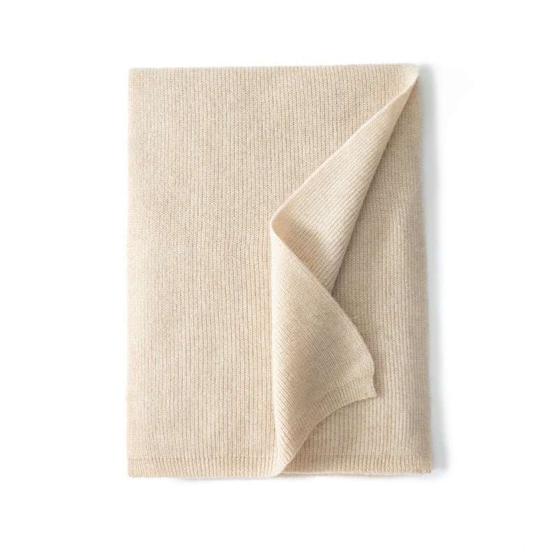 Cashmere Scarf For Couple Ribbed Knit Cashmere Neck Scarf Fall Winter Beige L