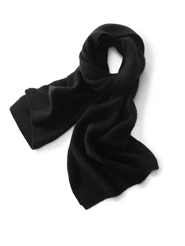 Cashmere Scarf For Couple Ribbed Knit Cashmere Neck Scarf Fall Winter Black L