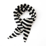 Striped Cashmere Triangle Scarf Pure Cashmere Neck Scarf Cashmere Bandana White + Black M