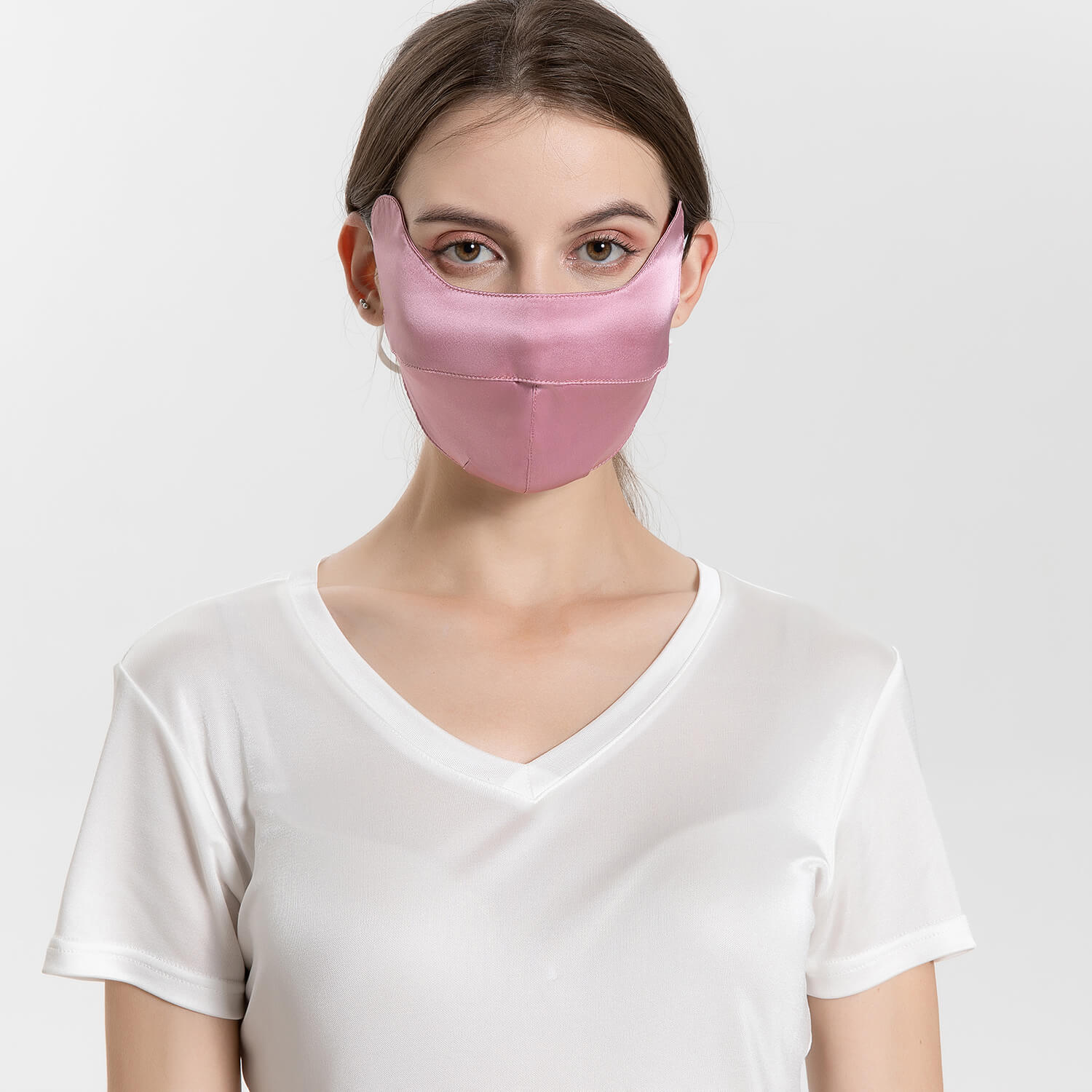 Summer Mulberry Silk Face Masks Anti - UV Canthus Protection Silver Gray M