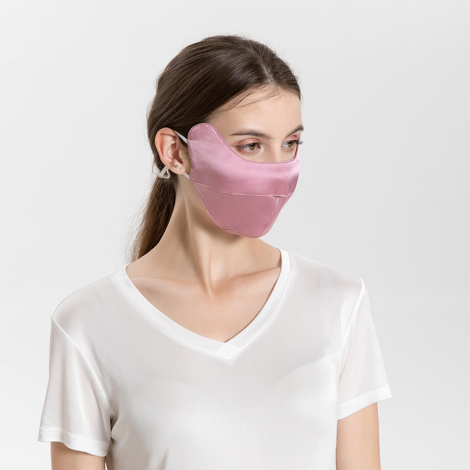 Summer Mulberry Silk Face Masks Anti - UV Canthus Protection Silver Gray M