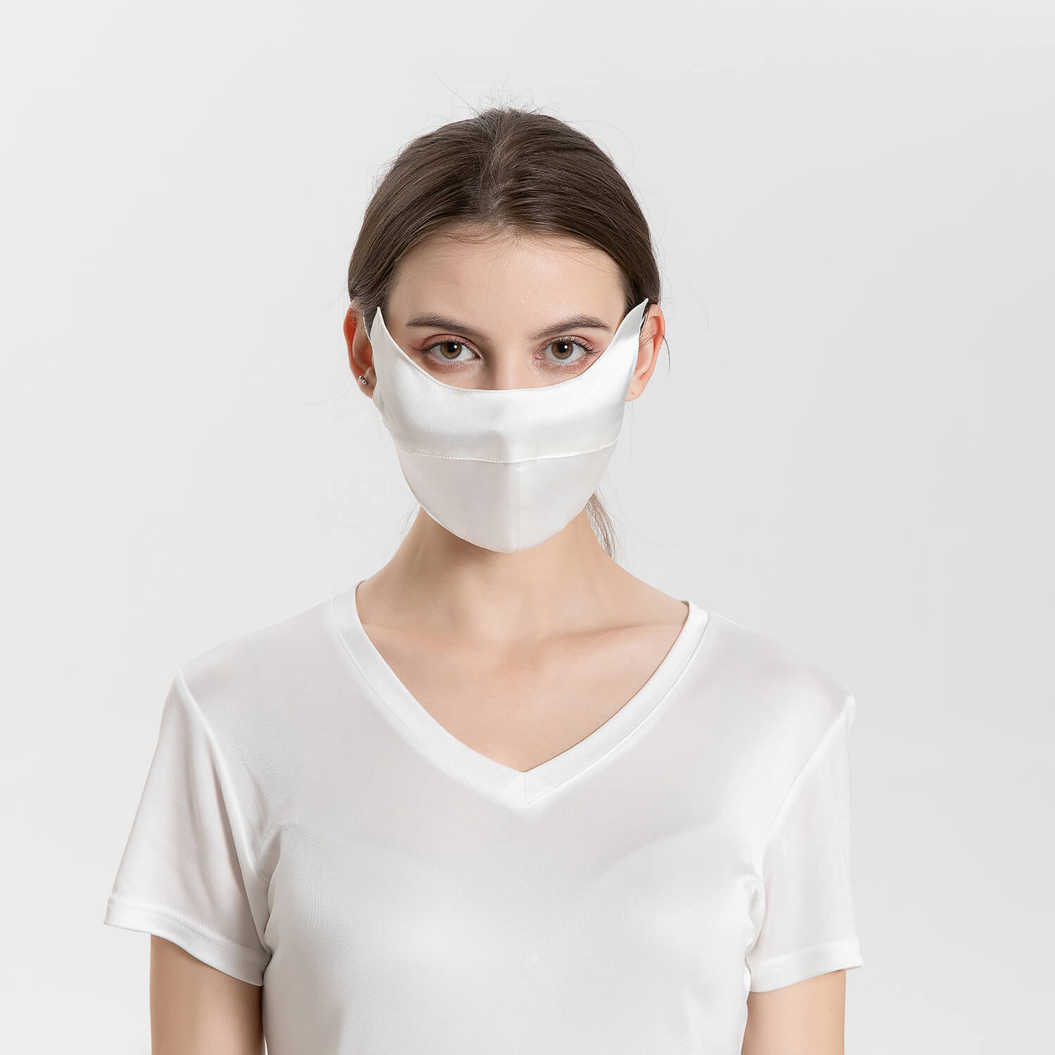 Summer Mulberry Silk Face Masks Anti - UV Canthus Protection Ivory M