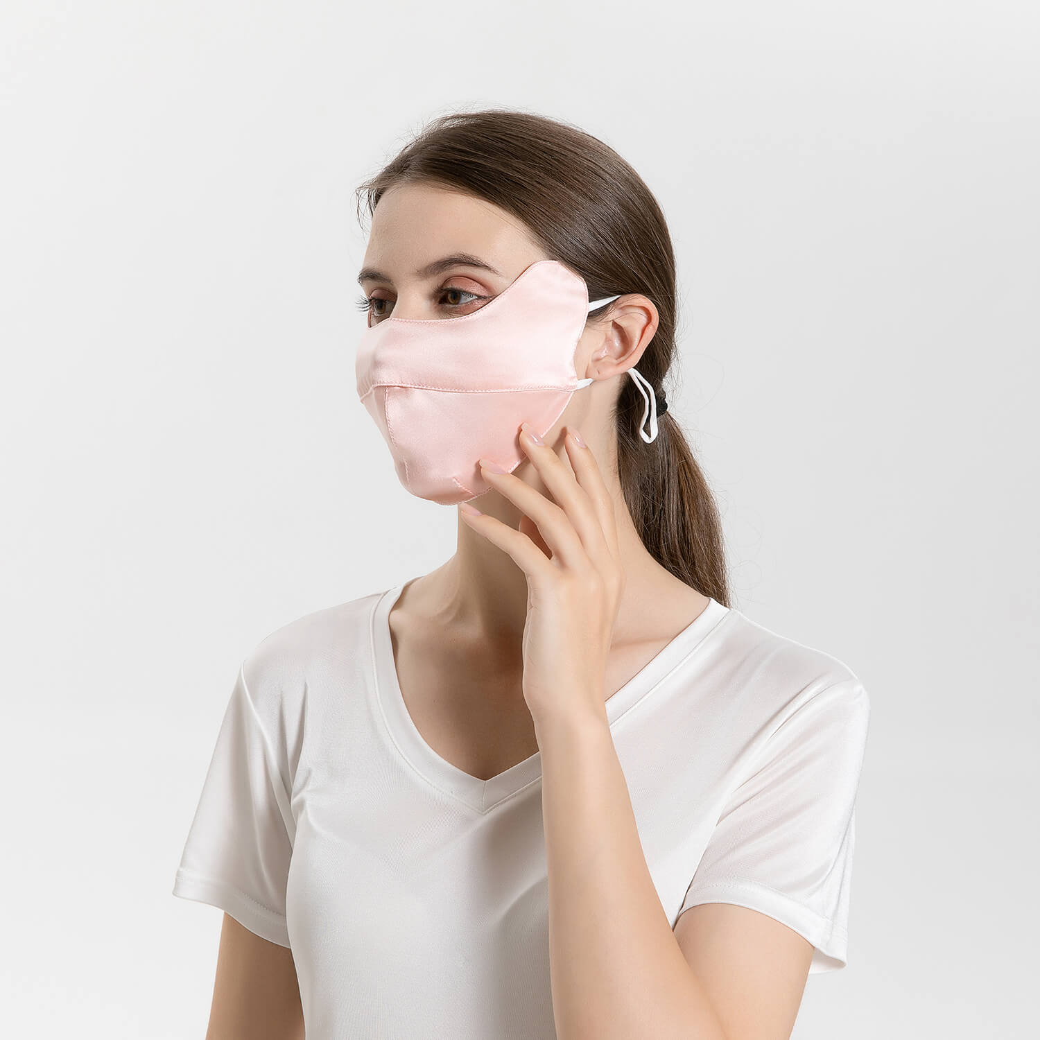 Summer Mulberry Silk Face Masks Anti - UV Canthus Protection Pink M