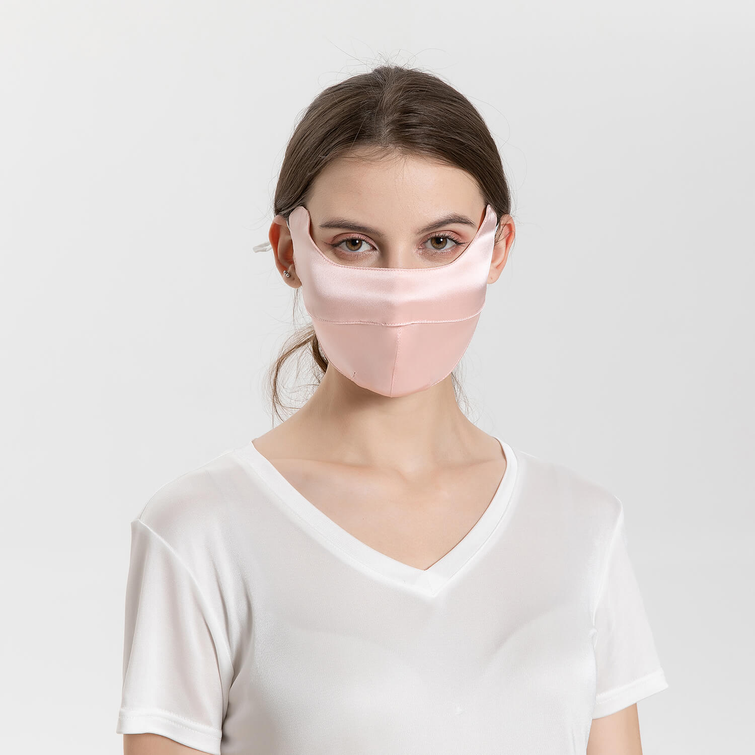 Summer Mulberry Silk Face Masks Anti - UV Canthus Protection Pink M
