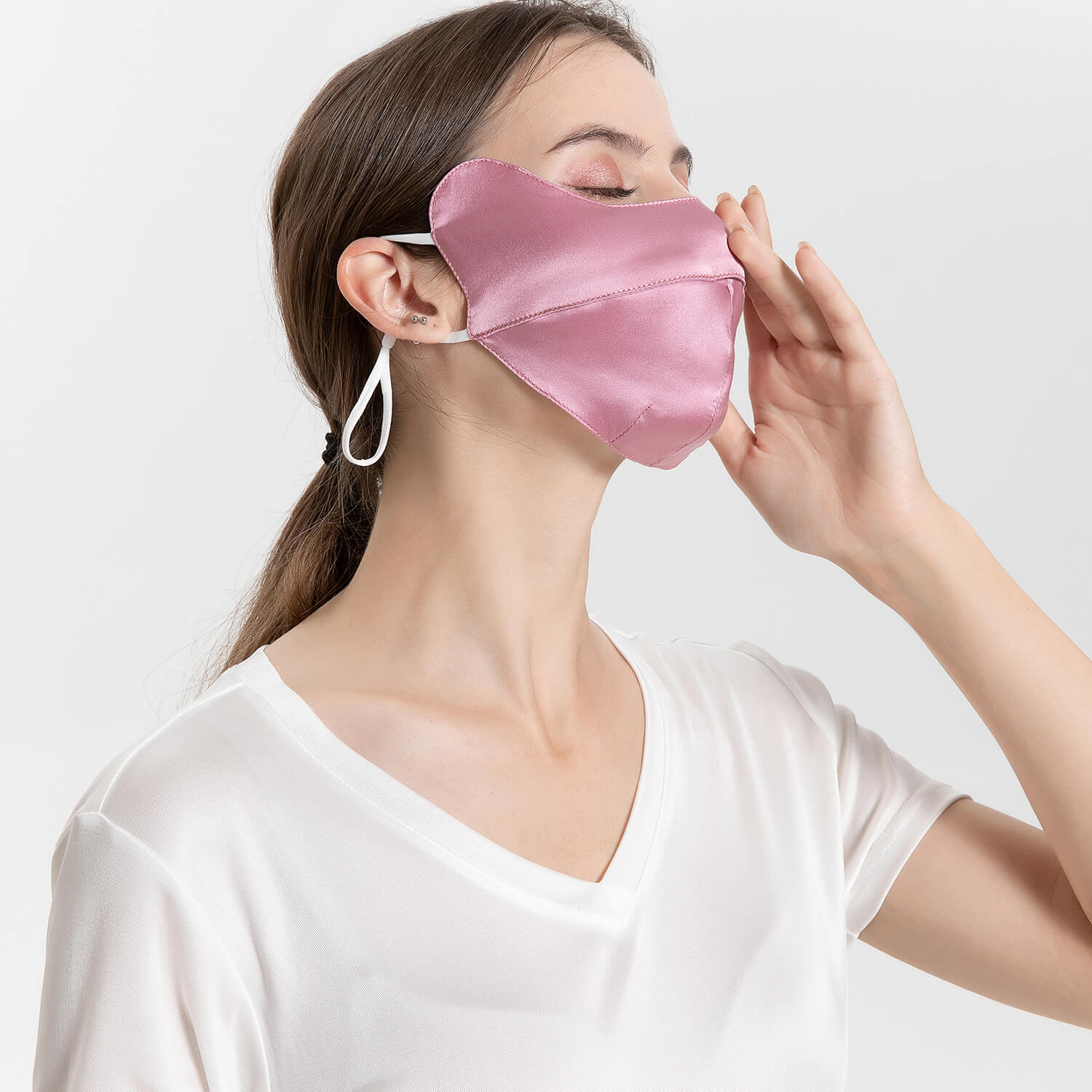 Summer Mulberry Silk Face Masks Anti - UV Canthus Protection Silver Gray M