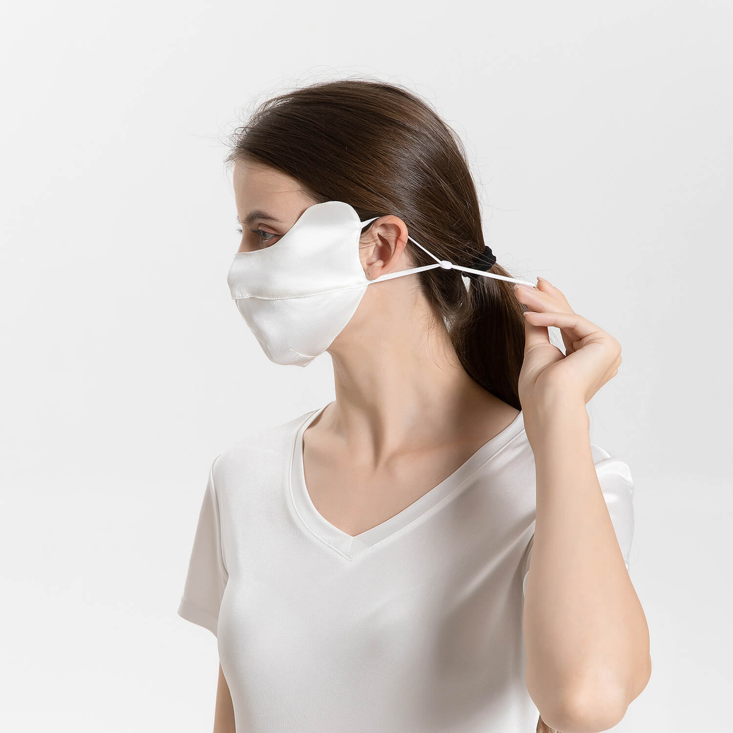 Summer Mulberry Silk Face Masks Anti - UV Canthus Protection Ivory M