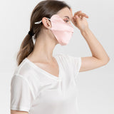 Summer Mulberry Silk Face Masks Anti - UV Canthus Protection Pink M