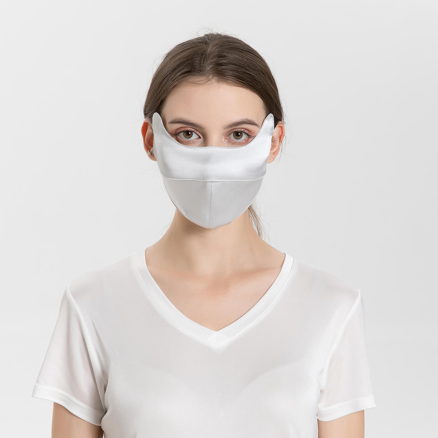 Summer Mulberry Silk Face Masks Anti - UV Canthus Protection Silver Gray M