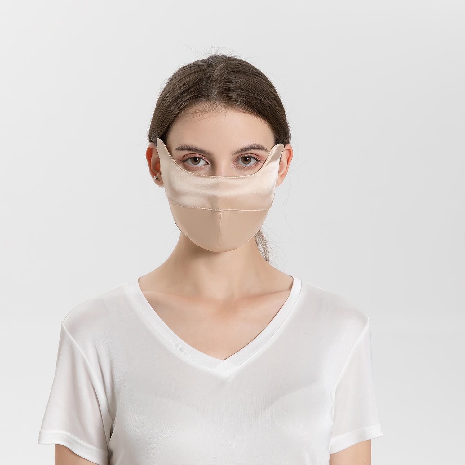 Summer Mulberry Silk Face Masks Anti - UV Canthus Protection Champagne M