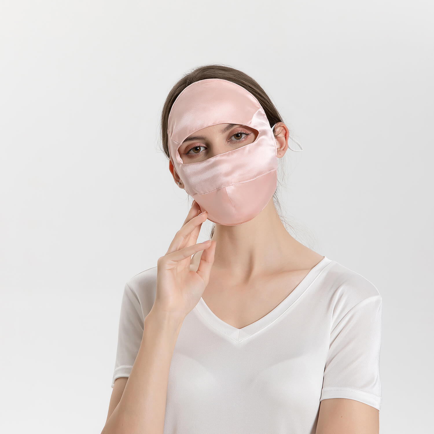 Summer Silk Full Face Masks Silk Beauty Mask Silver Gray M