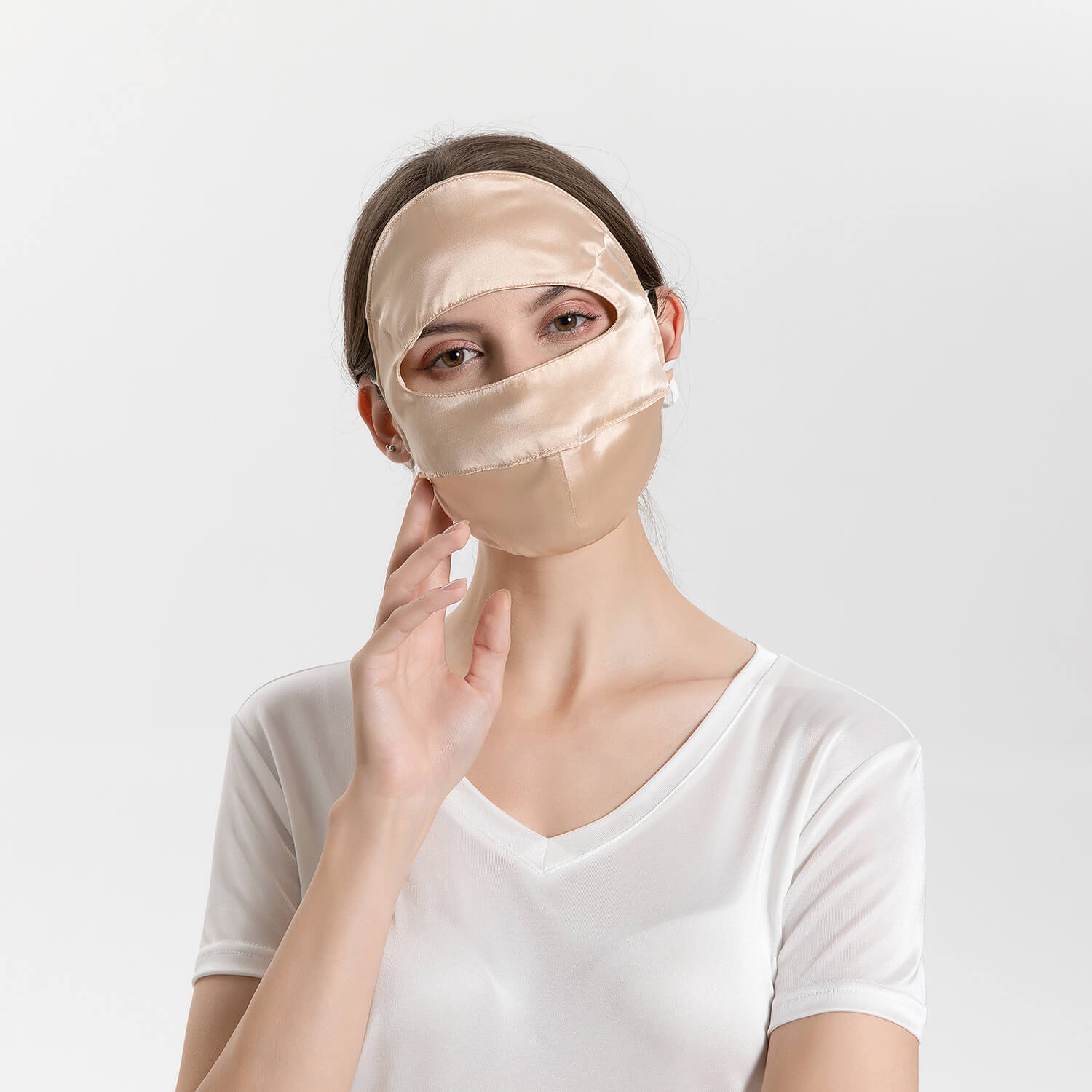 Summer Silk Full Face Masks Silk Beauty Mask Pink M