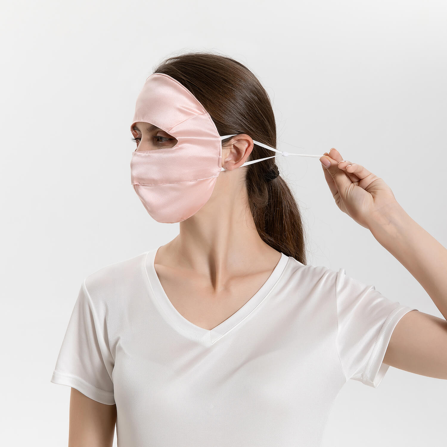 Summer Silk Full Face Masks Silk Beauty Mask Silver Gray M