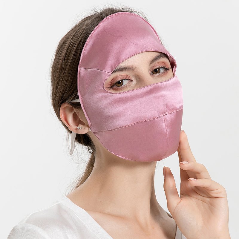 Summer Silk Full Face Masks Silk Beauty Mask Fuchsia M