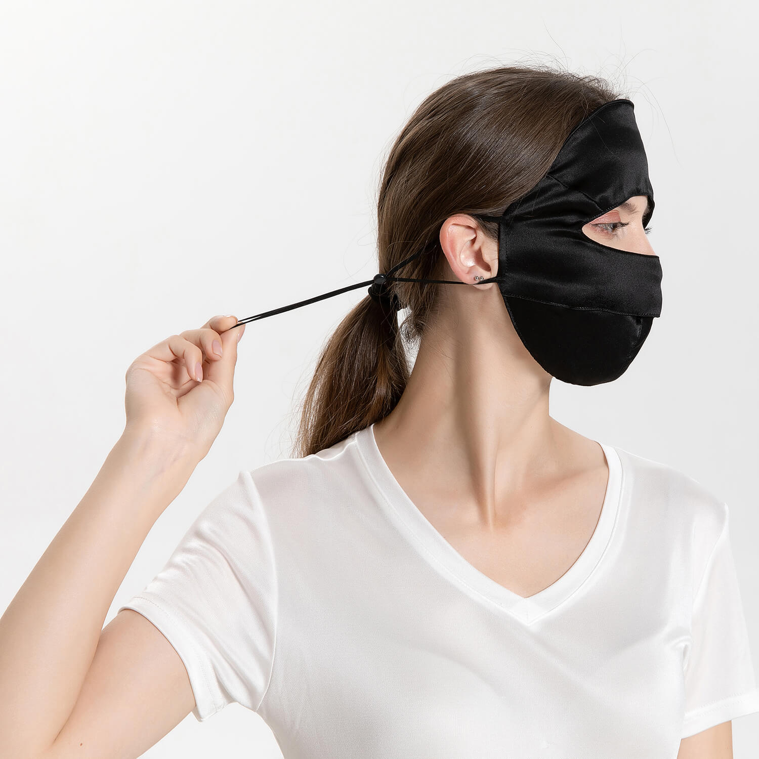 Summer Silk Full Face Masks Silk Beauty Mask Silver Gray M