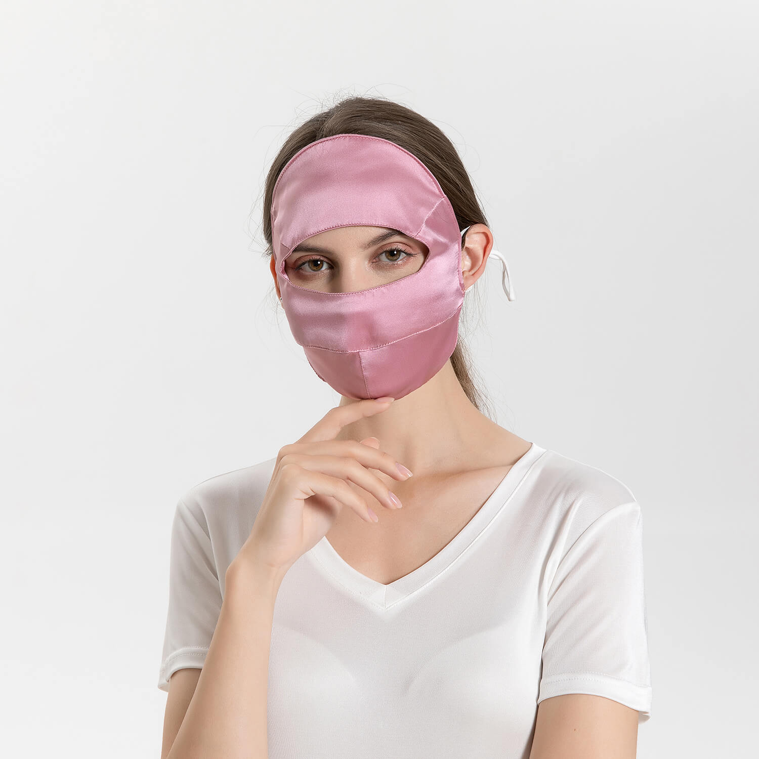 Summer Silk Full Face Masks Silk Beauty Mask Fuchsia M