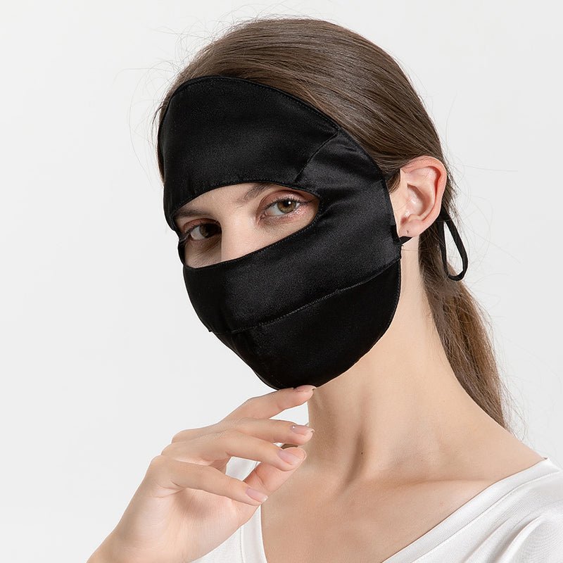 Summer Silk Full Face Masks Silk Beauty Mask Black M