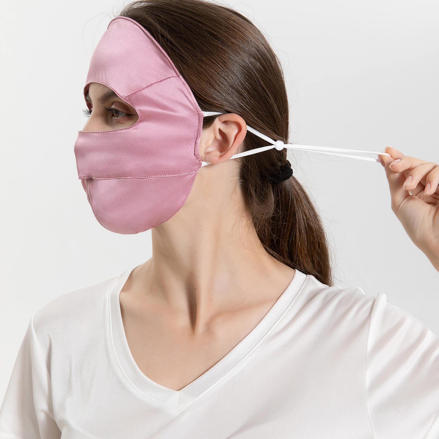 Summer Silk Full Face Masks Silk Beauty Mask Fuchsia M