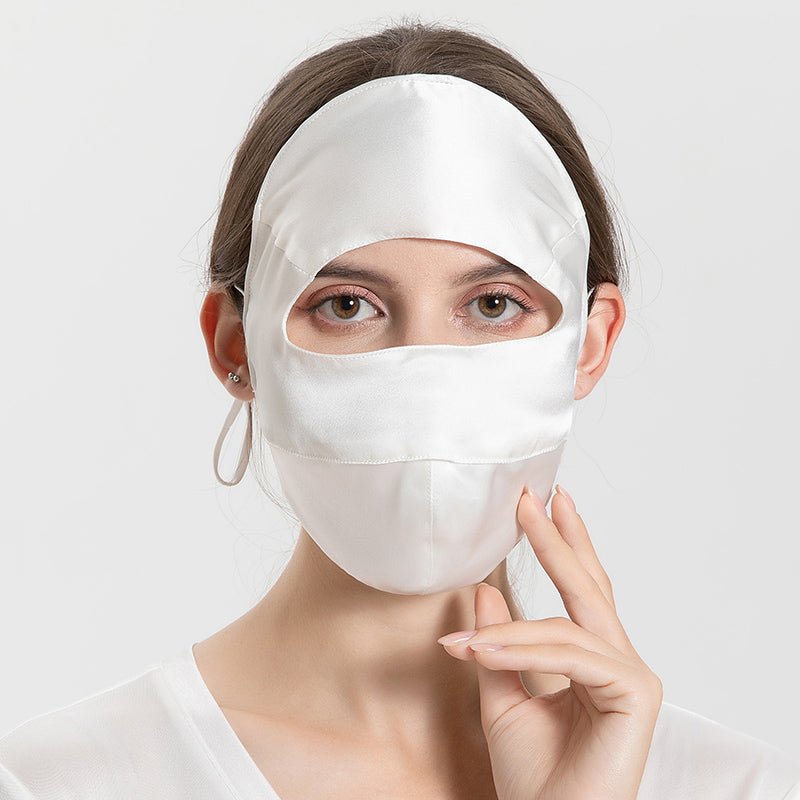 Summer Silk Full Face Masks Silk Beauty Mask Ivory M