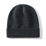 Thick Cashmere Beanie Ribbed Cashmere Winter Hat With Luxe Braided Dark Gray M