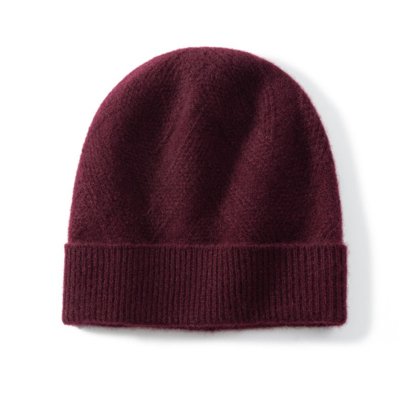 Thick Cashmere Beanie Ribbed Cashmere Winter Hat With Luxe Braided Fuchsia M