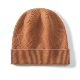 Thick Cashmere Beanie Ribbed Cashmere Winter Hat With Luxe Braided Pumpkin M